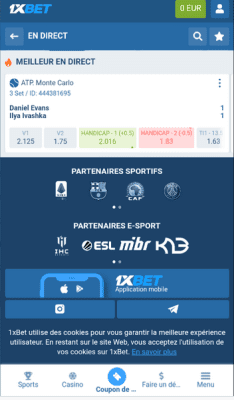 Capture d'écran de l'application 1xbet APK - #3